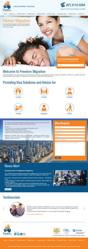 FreedomMigration homepage design