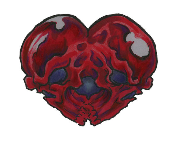 skull heart tattoo flash