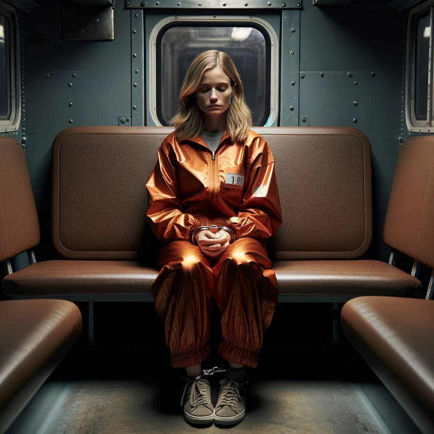 Handcuffed Woman Prisoner Transport Van Wearing Or by michaelaidream on