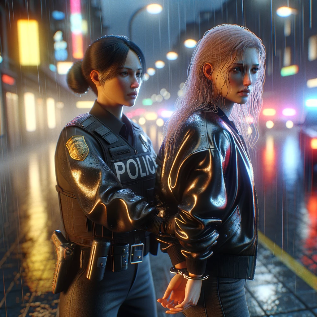 Cyberpunk Female Officer Arresting And Handcuffing by michaelaidream on ...