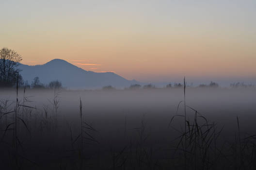 Sunset and fog in Schmerikon