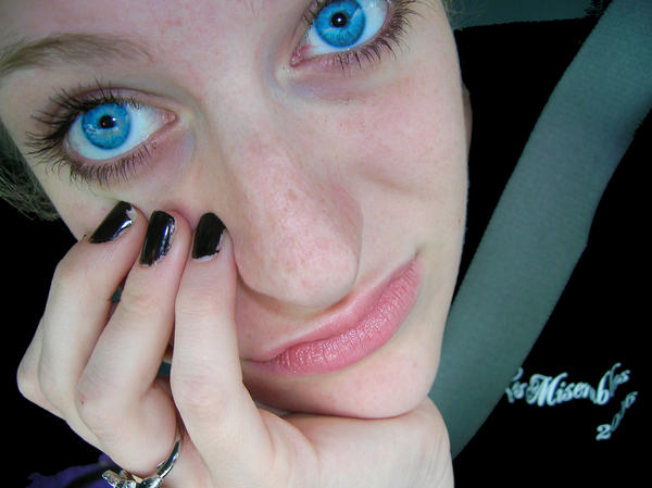 Blue eyes.