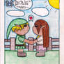 Chibi Link and Malon kiss.