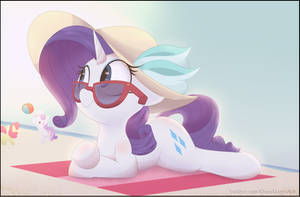 Rarity beach with sunglasses