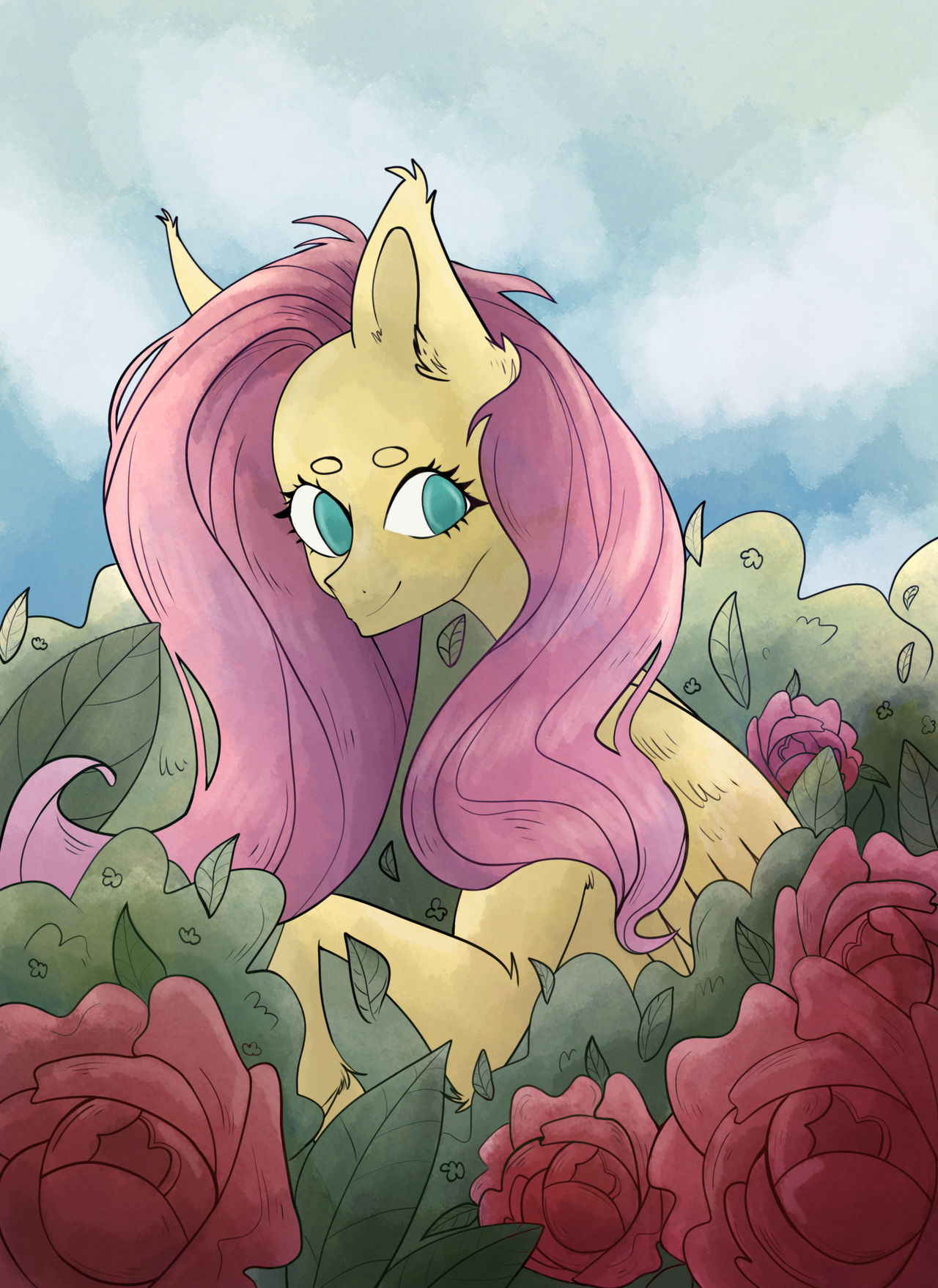Flutterdaisy fluttershy in the roses by cryingdimon on DeviantArt