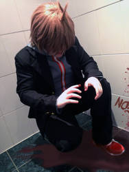 Danganronpa Cosplay: The first crime scene by DeathNoteDevil