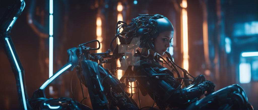 Female cyborg, android, diagnostic, extreme wires by JeffDillonArt on ...