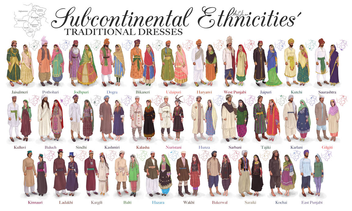 Subcontinental Ethnicities' Traditional Dresses by ArsalanKhanArtist on ...