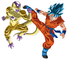 Gold Frieza vs SSGSS Goku no aura