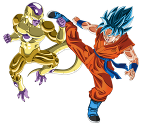 Gold Frieza vs SSGSS Goku no aura