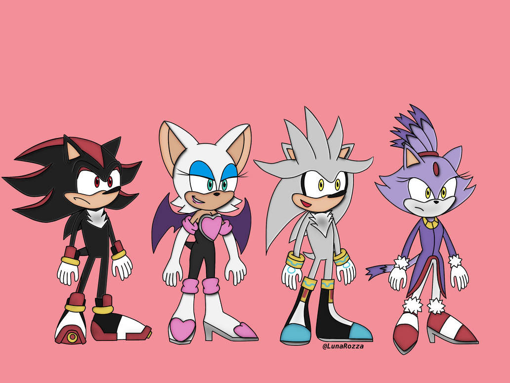 Shadow, Rouge, Silver, and Blaze Redraw by LunaRozza on DeviantArt