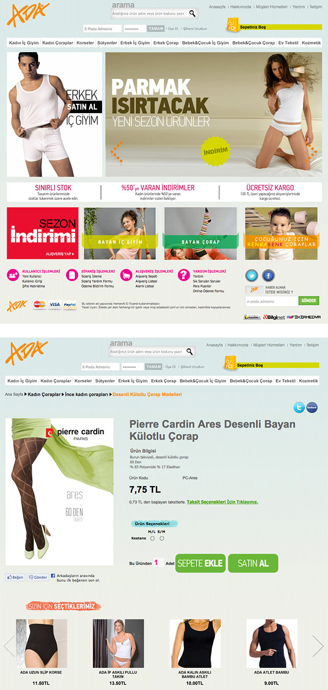 Giyim Adai E-commerce interface design
