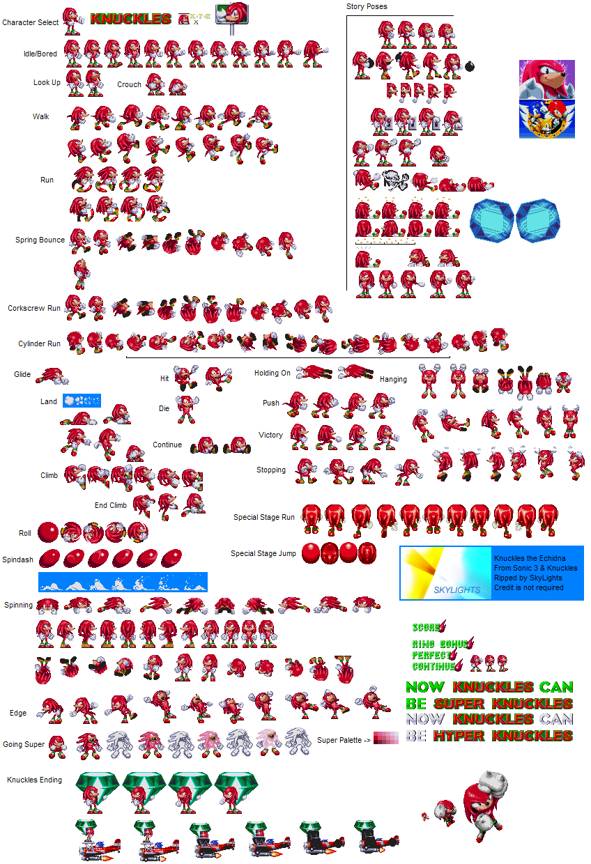 Sonic Rivals Knuckles Layout Knuckles sonic 3 sprite sheet by Sdon3 on DeviantArt