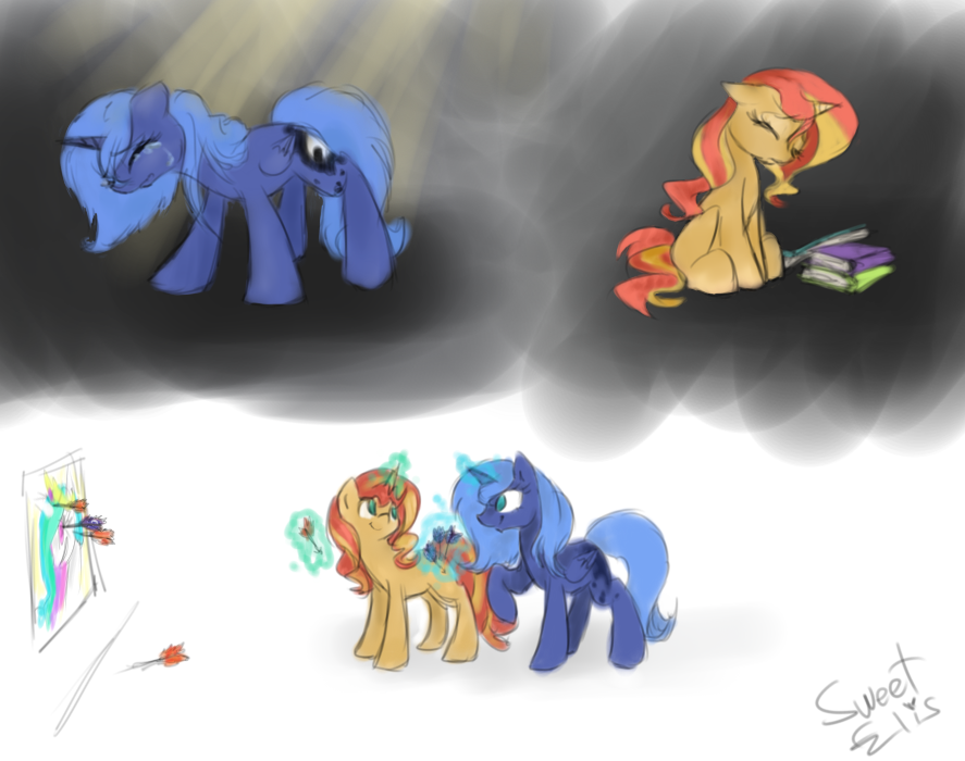 Luna-woona and Sunset Shimmer