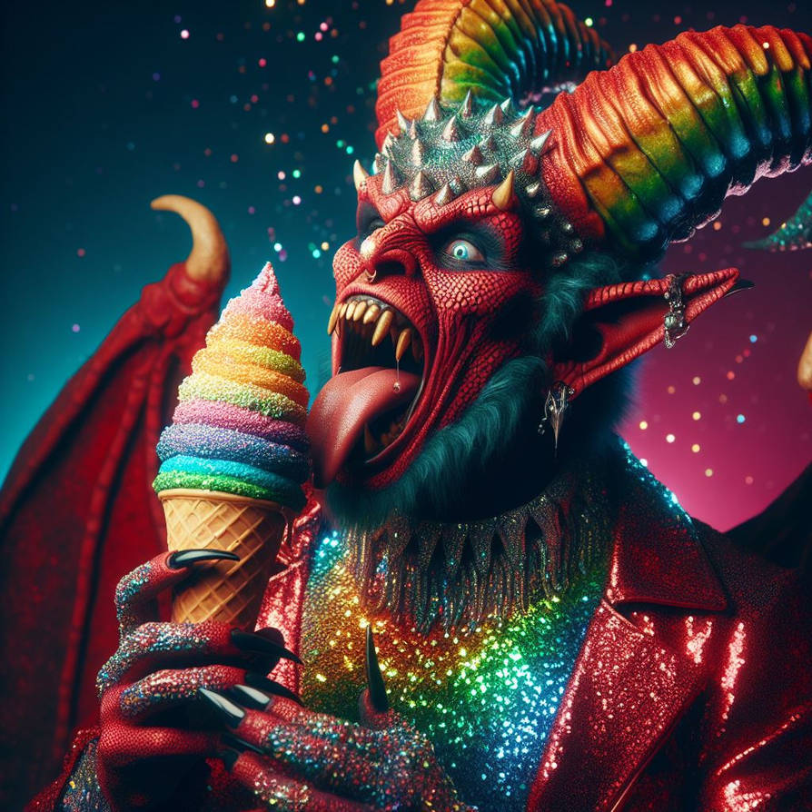 glitter rainbow demon enjoying his icecream by AdayaSilverclaw507 on ...