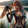 Beautiful Woman and her Falcon