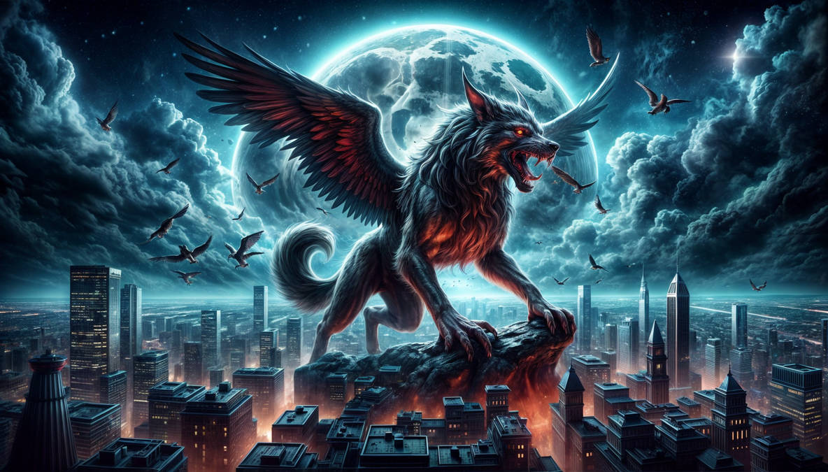 Werewolf with wings over the city by AdayaSilverclaw507 on DeviantArt