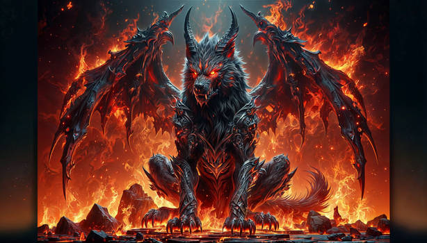 Large fierce hell hound