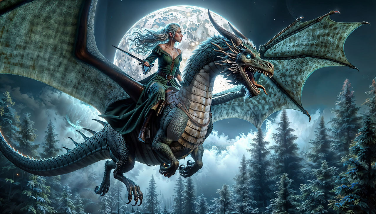 Beautiful Maiden riding her Dragon by AdayaSilverclaw507 on DeviantArt