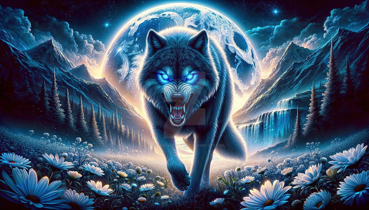 Wolves Intimidating Fierce Glowing Blue Eyed Wolf by AdayaSilverclaw507 on DeviantArt