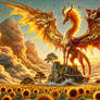 Golden Dragon Giraffe in Sunflower Fields