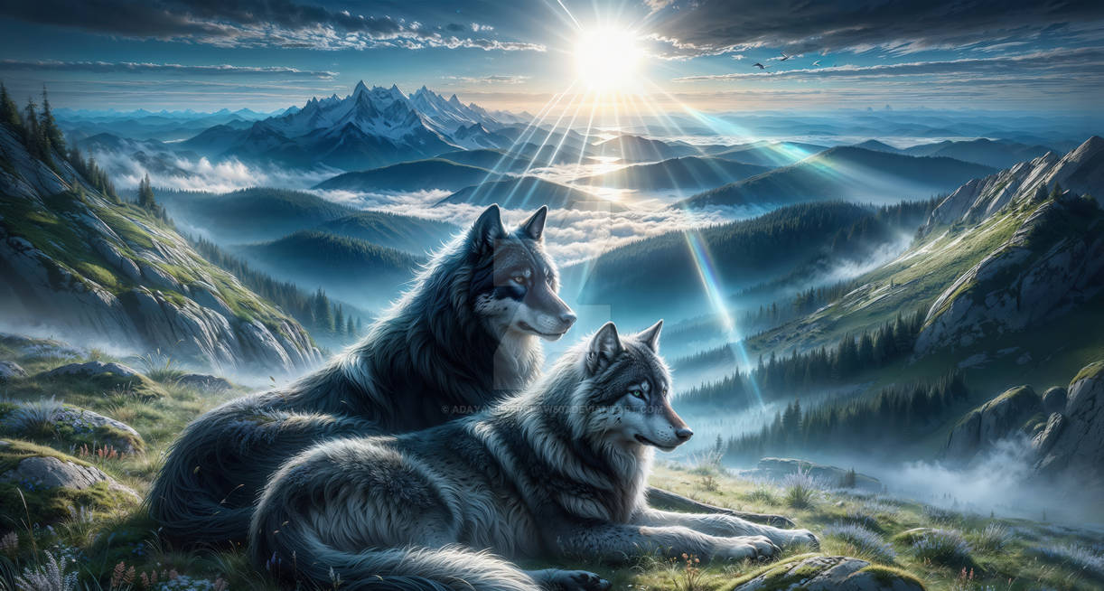 Multiple Wolves Art Two Wolves Relaxing On A Hill by AdayaSilverclaw507 on DeviantArt