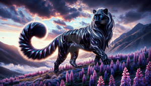 Dazzling Striped Fluffy Long Hair Panther