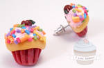 Birthday cupcake earrings by ilikeshiniesfakery