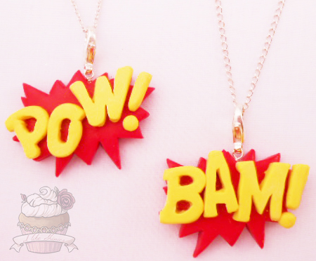 BAM and POW Onomatopoeia Necklaces