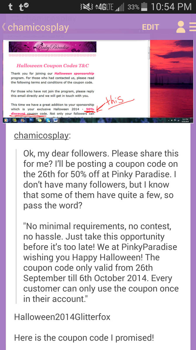 Coupon code for Pinky Paradise! by GlitterFox