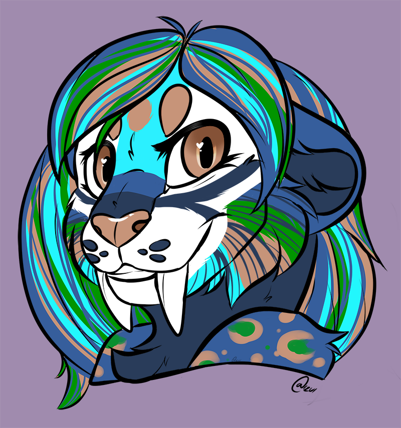 Sabertooth Tiger Headshot by AizuiART on DeviantArt