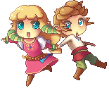 Skyward Sword: Pixel chibi Link and Zelda