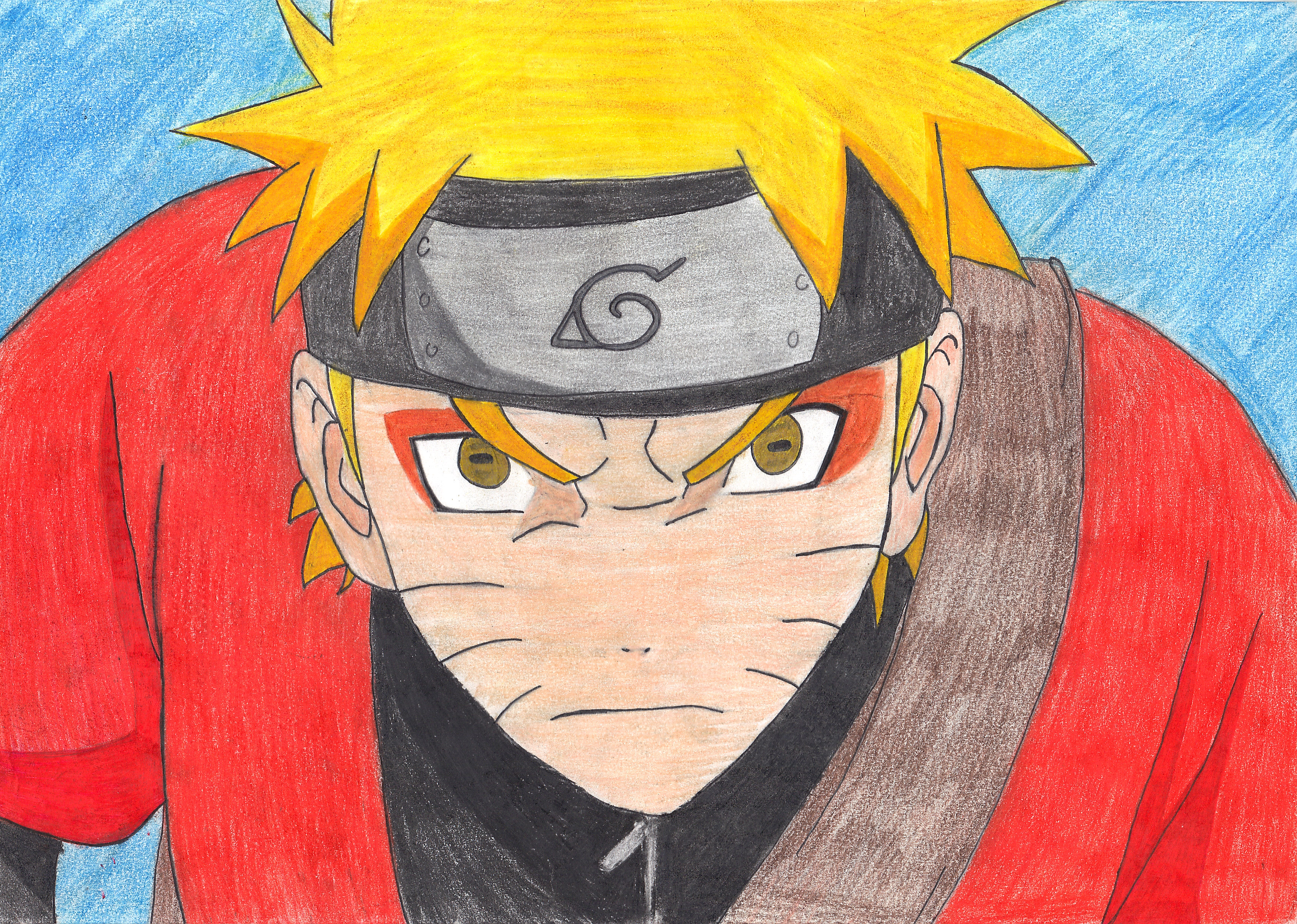 how to draw naruto sage mode with color