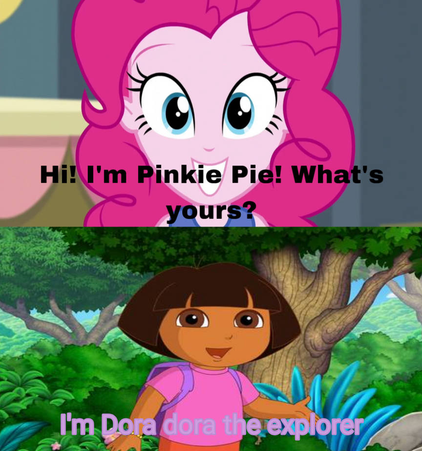 1240351 - safe, pinkie pie, g4, cringing, dora and friends, dora