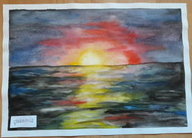 Ocean sunset - Traditional Painting 