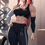Red haired muscle girl