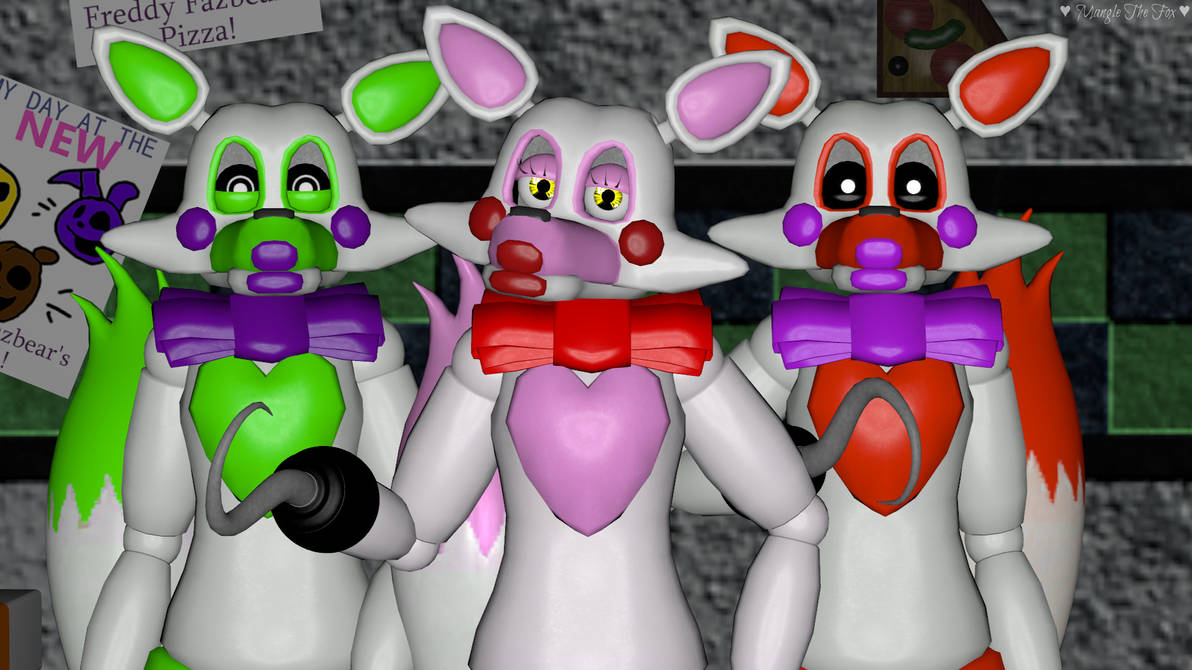 Mangle/Tangle/Lolbit/FF Foxy!! Done as icons a long time ago for