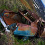 Old car on a mountain.