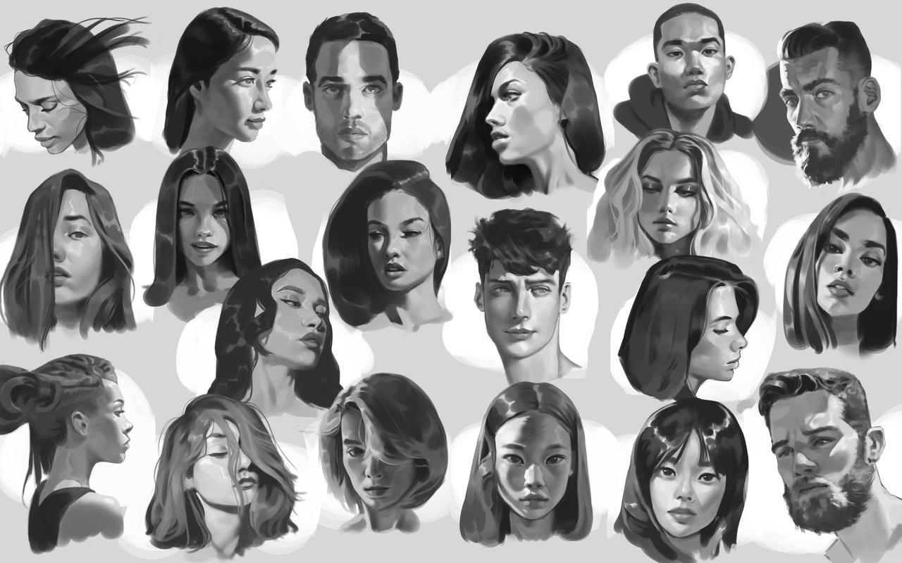Deviantart Model Faces 100 faces challenge - part 2 by kostartt on DeviantArt