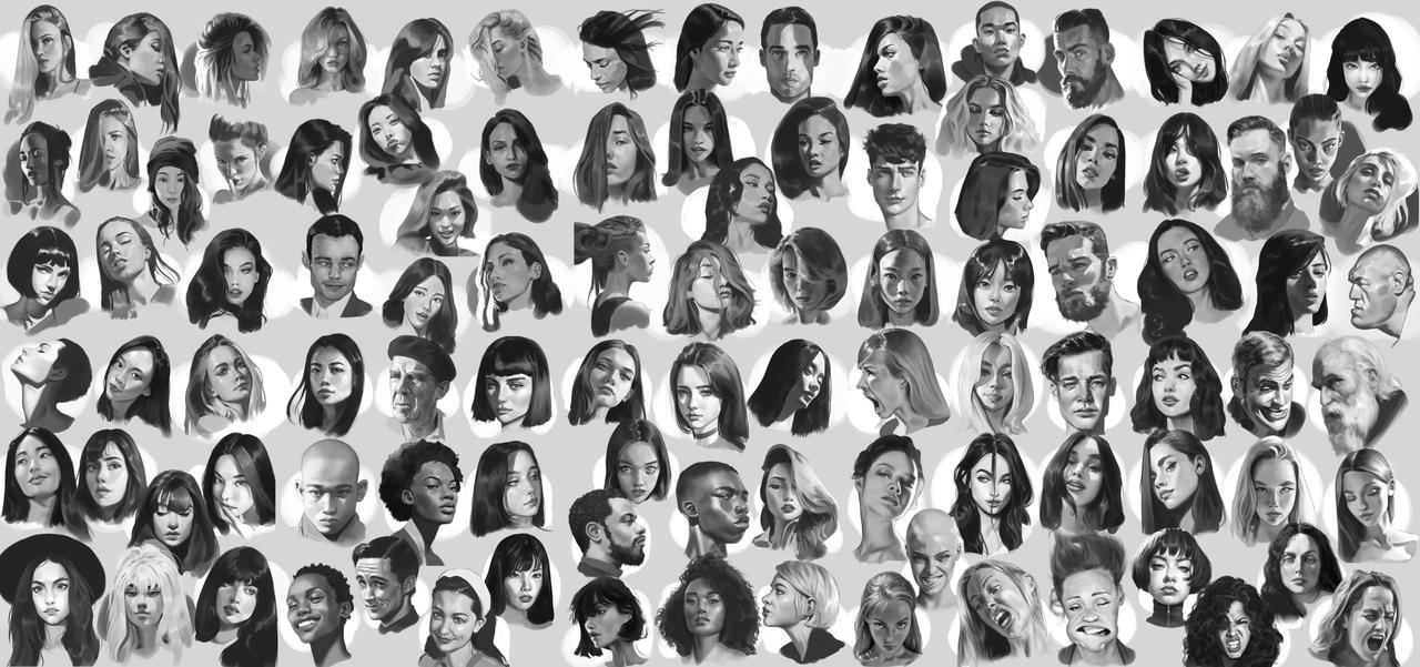 100 faces challenge DONE! by kostartt on DeviantArt