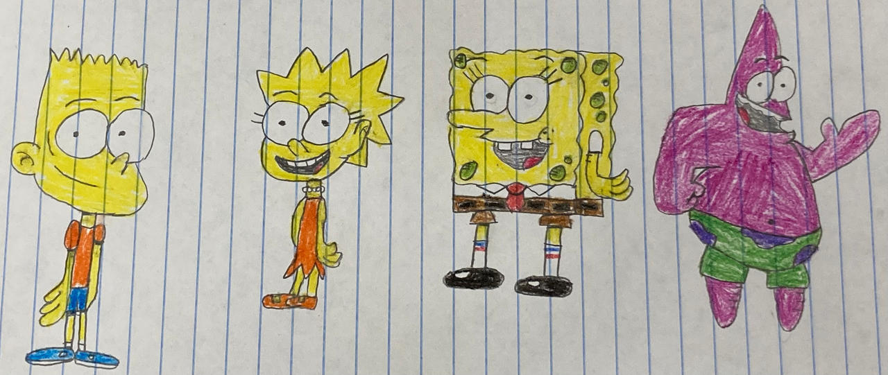 Sponge Bart Bart, Lisa, SpongeBob, and Patrick in TLH Style by Benny49 on DeviantArt