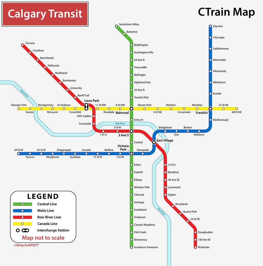 Calgary Existing Train Map.pdf Calgary CTrain Map by ritachi9077 on DeviantArt