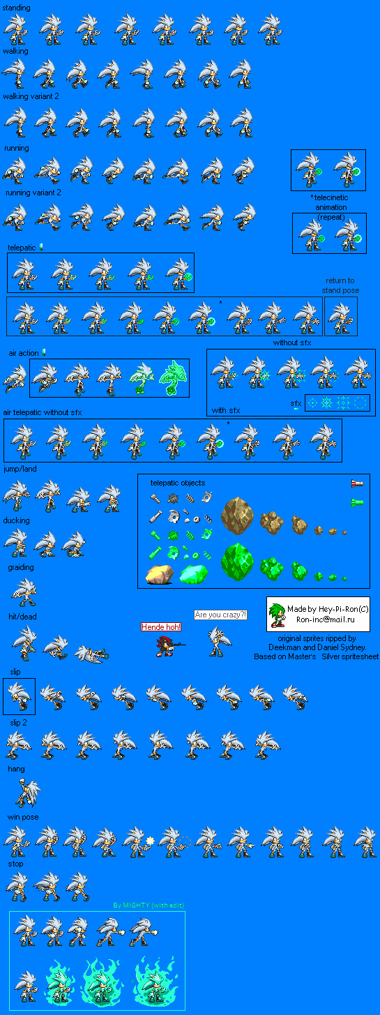 Modgen Silver Sprites Hyper Silver The Hedgehog Sprites