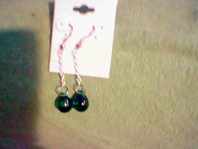 green drop earrings