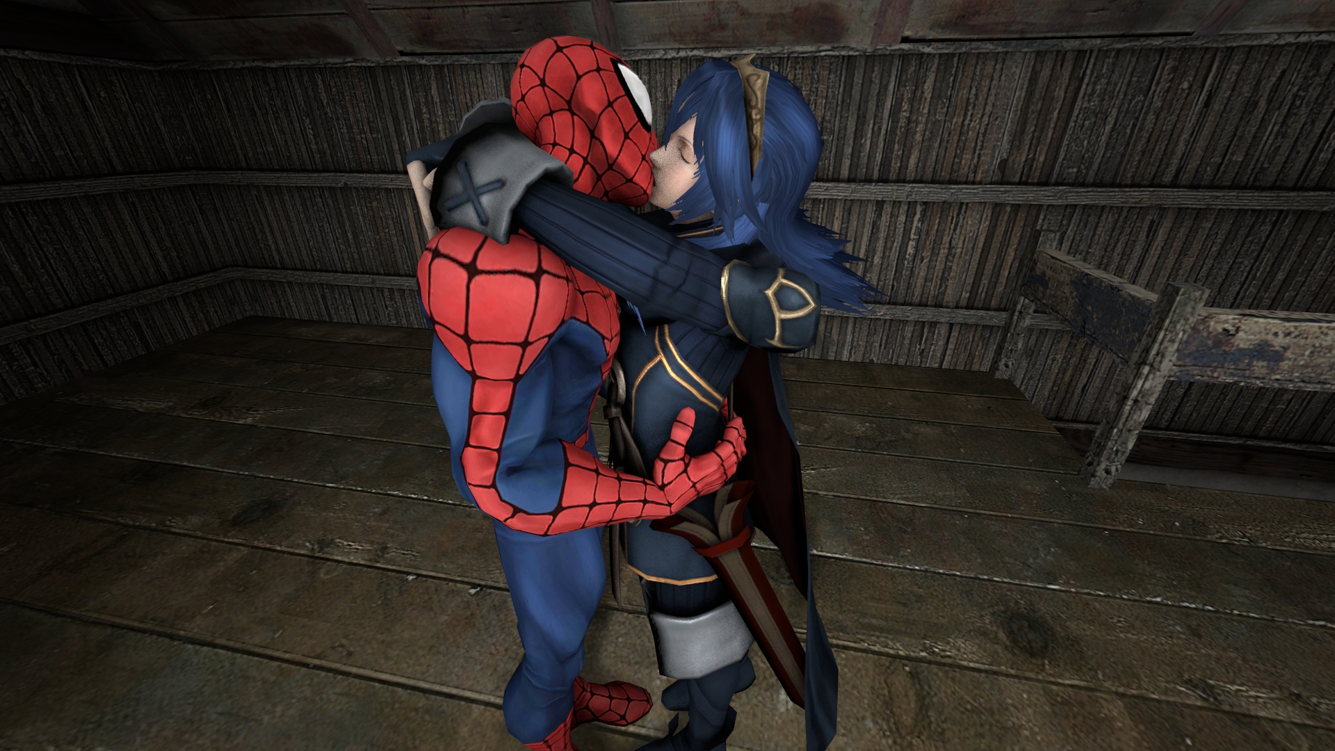 Spider-Man and Lucina: Smooch Time!