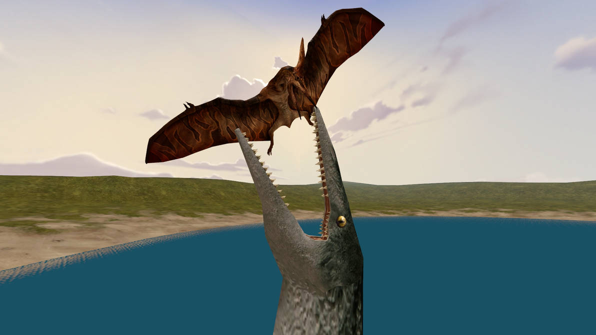 Pteranodon meets a Mosasaur by kongzillarex619 on DeviantArt