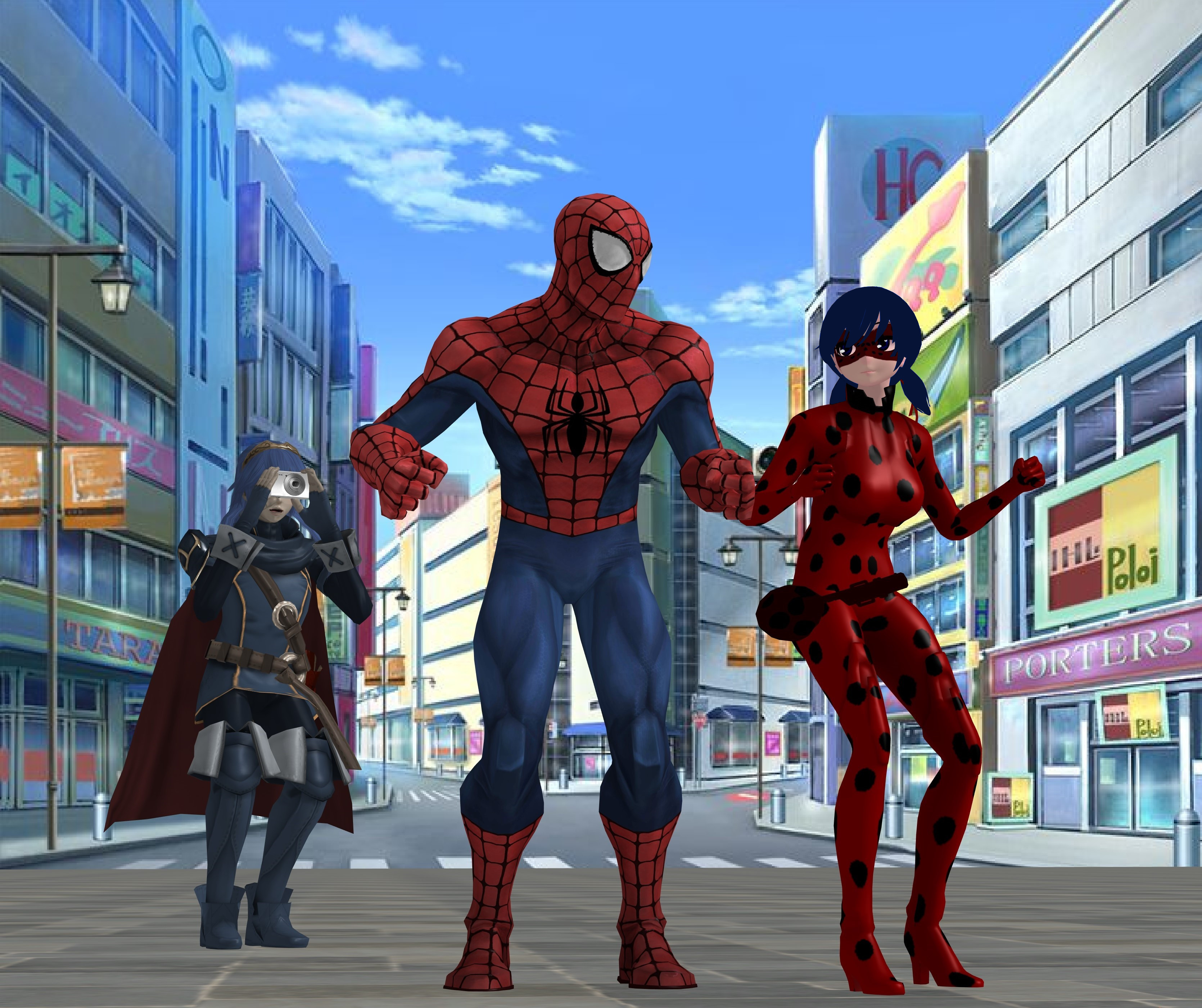 Ladybug with her parents Lucina and Spider-Man