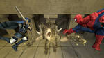 Lucina and Spider-Man meet a Deathclaw by kongzillarex619