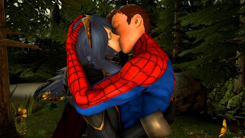 Lucina and Spider-Man share a kiss by kongzillarex619 on DeviantArt.