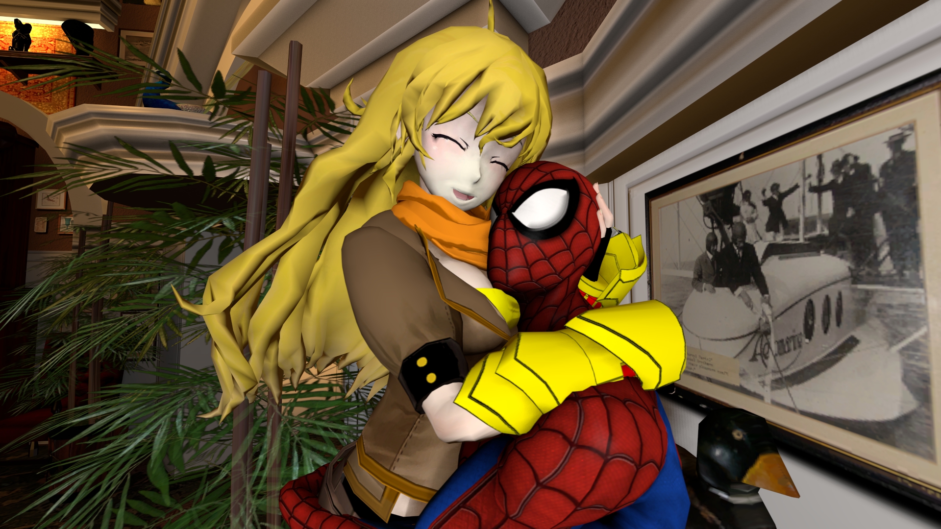 Spider Hugging Yang hugging Spider-Man by kongzillarex619 on DeviantArt